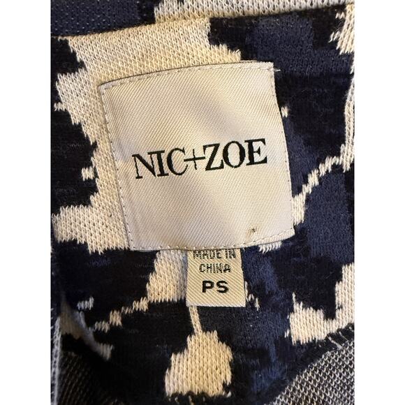 Nic + Zoe Cotton Blend Knit Blazer Floral Navy Stretchy Classy Casual Work PS - Picture 3 of 7